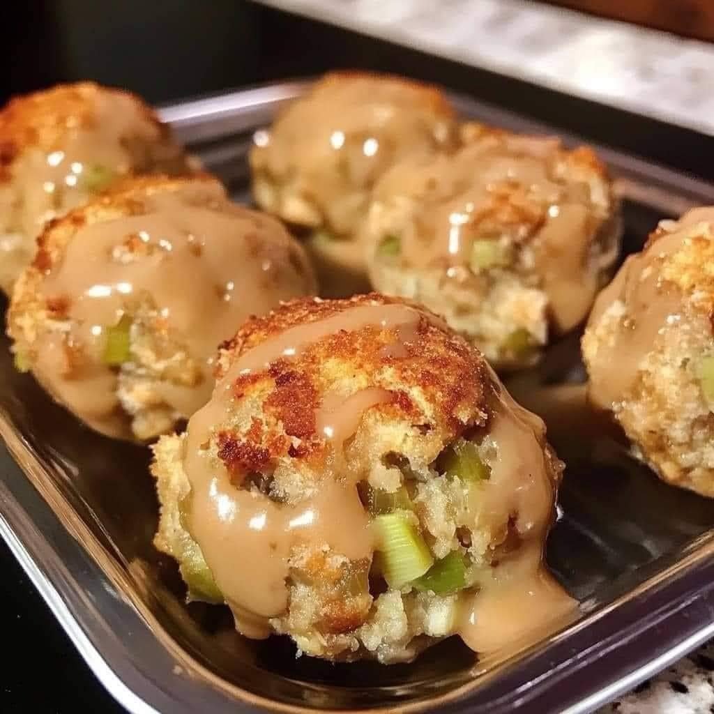 Balls made of leftover turkey and stuffing. 462698312_1061651728694075_4957639637366090559_n