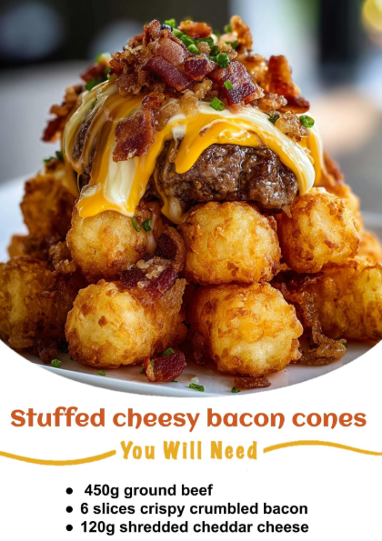 Bacon Cheeseburger Stuffed Tater Tot Cones Screenshot 2025-08-18 183513