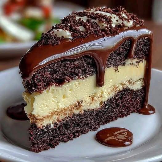 🍫✨ Chocolate Cheesecake Filled and Ganache-Topped Cake – A True Feast for the Senses! 🍰😍 577618257_1401578318642367_8073052048722127346_n